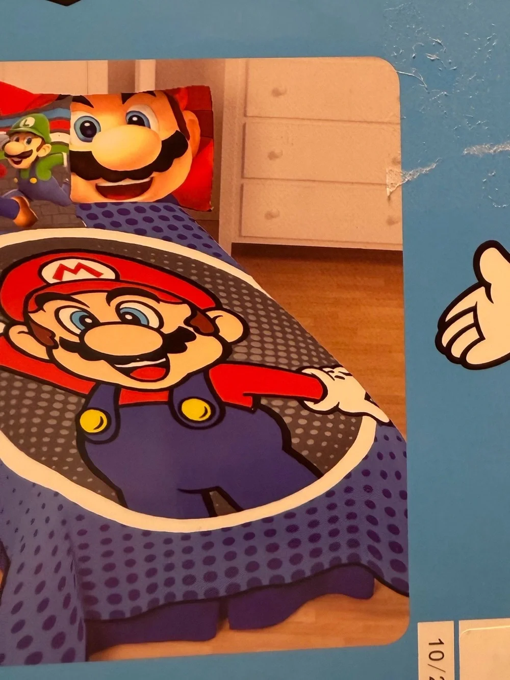 Super Mario Plush Blanket - Blue & Red Cozy Bedding NWT
